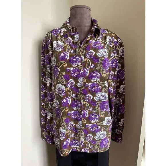 💜 Vintage Floral Paisley Blouse - Picture 3 of 10